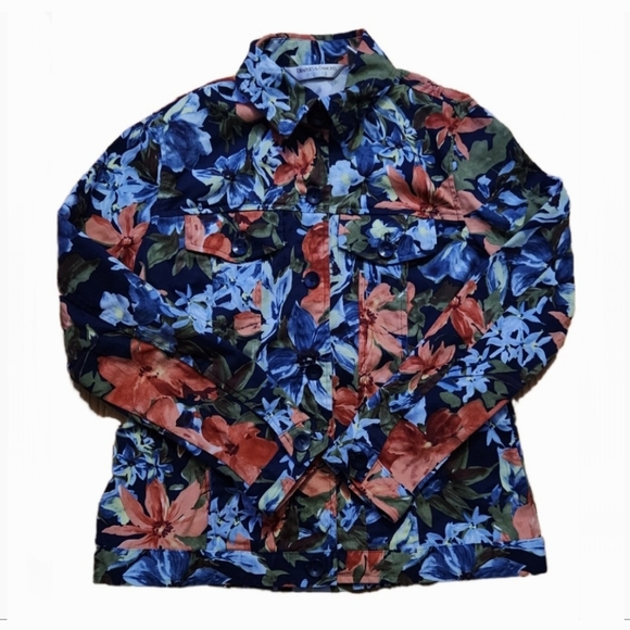 Draper's & Damon's Bold Floral Pattern Jean Jacket Style Size S/P - Picture 9 of 10